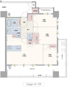 グランドパレス大野城駅 間取り Cタイプ