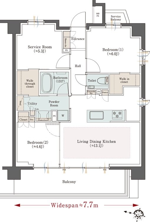 クリオ横濱西中央グレイスコート 間取り D1タイプ