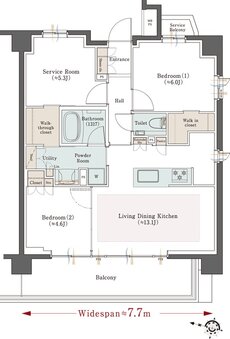 クリオ横濱西中央グレイスコート 間取り D1タイプ