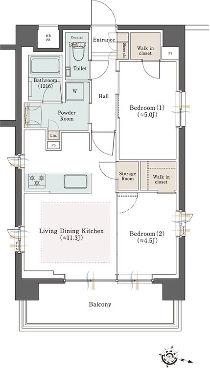 クリオ横濱西中央グレイスコート 間取り E1タイプ