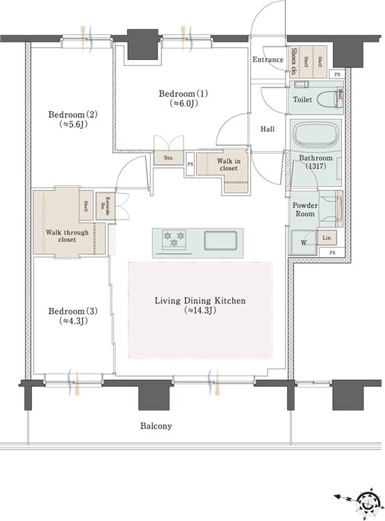 クリオ横濱西中央グレイスコート 間取り Gタイプ