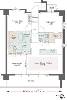 クリオ横濱西中央グレイスコート 間取り D2タイプ【第2期1次予定住戸】