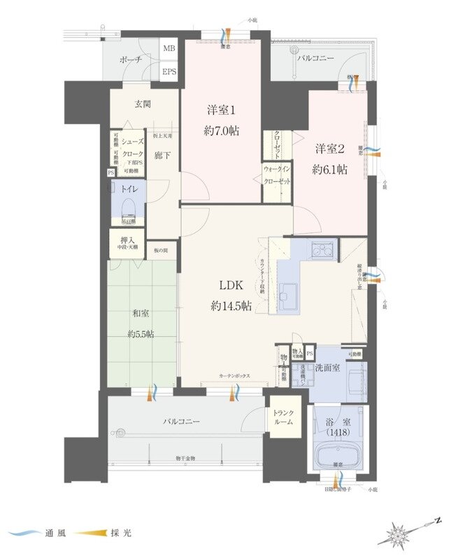 エイル上荒田の杜 間取り Eタイプ 有償プラン2