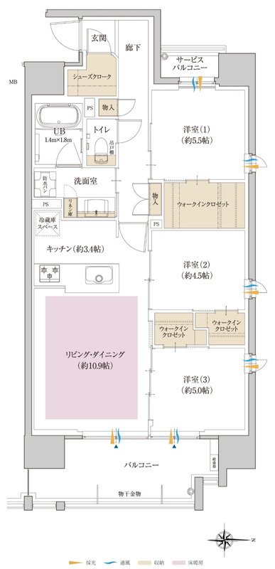 ポレスター大和ステーションビュー 間取り Eタイプ