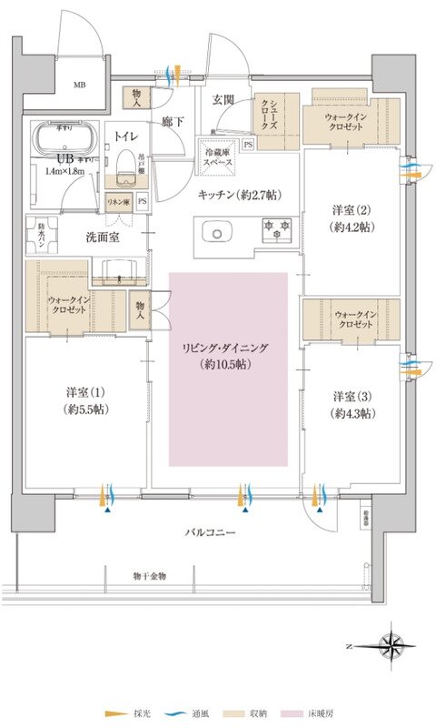ポレスター大和ステーションビュー 間取り Bタイプ メニュープラン1