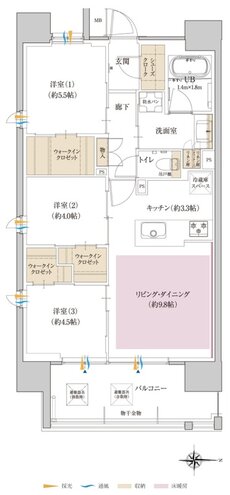 ポレスター大和ステーションビュー 間取り Cタイプ メニュープラン1