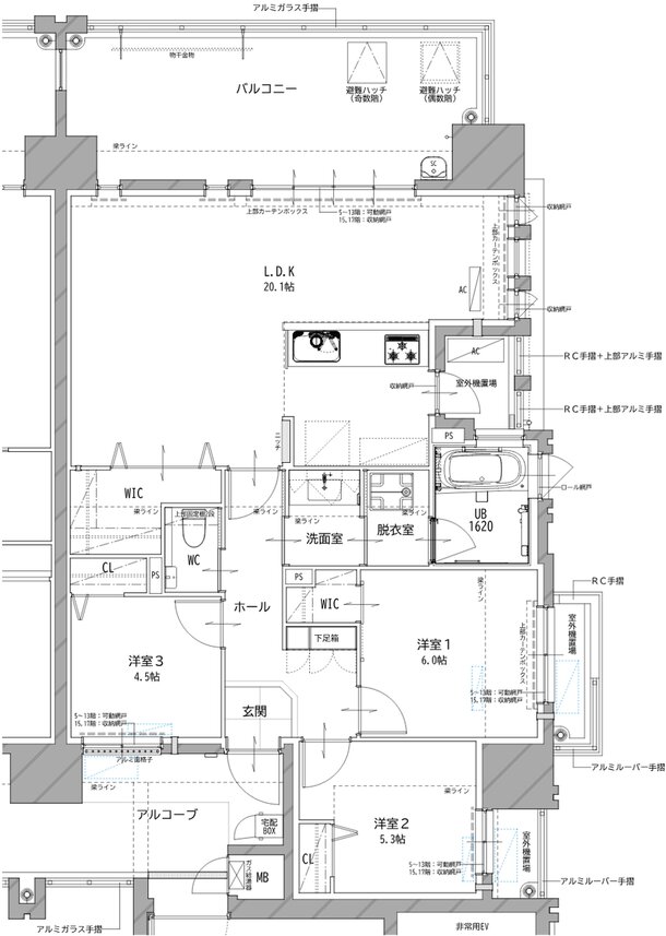 リヴィエールタワー下関海峡ヴィラ 間取り Aα TYPE