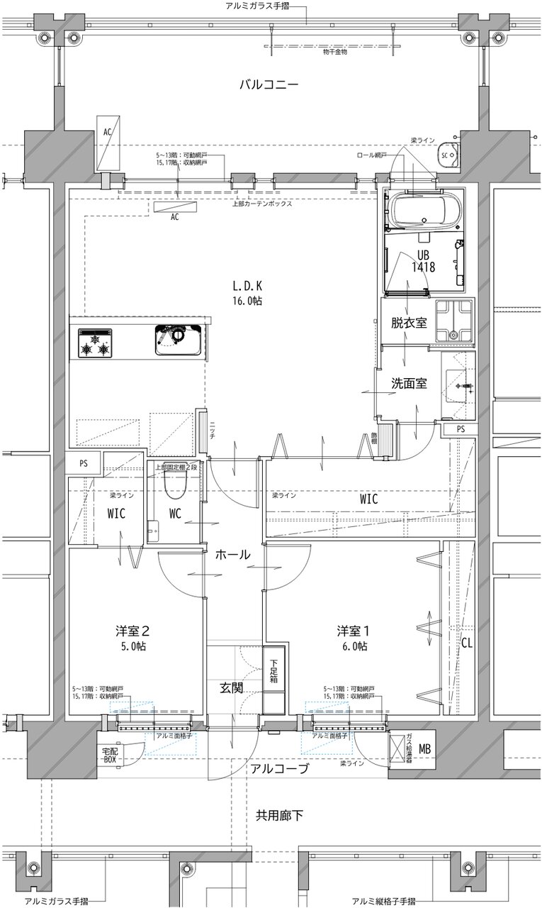 リヴィエールタワー下関海峡ヴィラ 間取り Cα TYPE