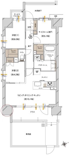 プレサンス ロジェ 城北公園 間取り Fgタイプ