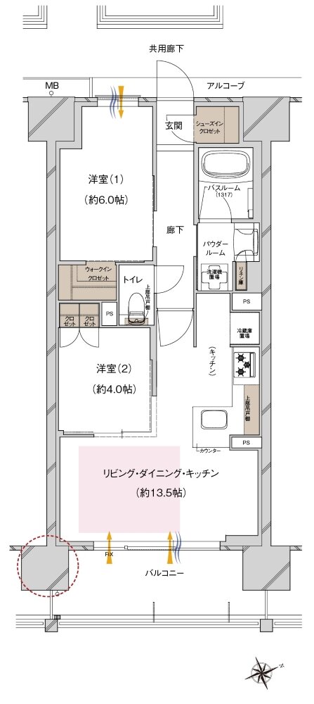 プレサンス ロジェ 城北公園 間取り G1タイプ