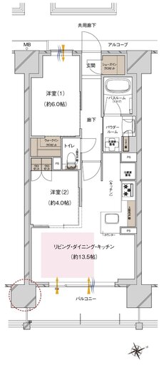 プレサンス ロジェ 城北公園 間取り G1タイプ