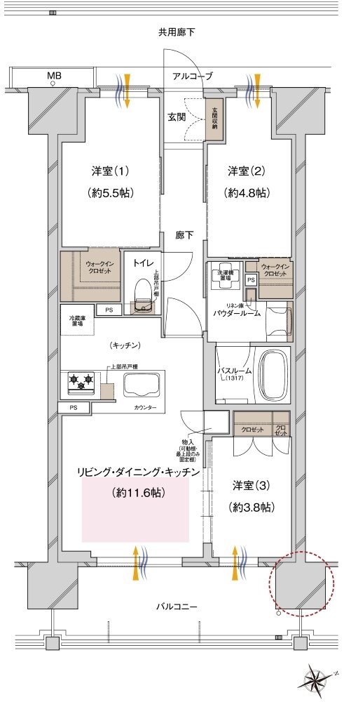 プレサンス ロジェ 城北公園 間取り K2タイプ