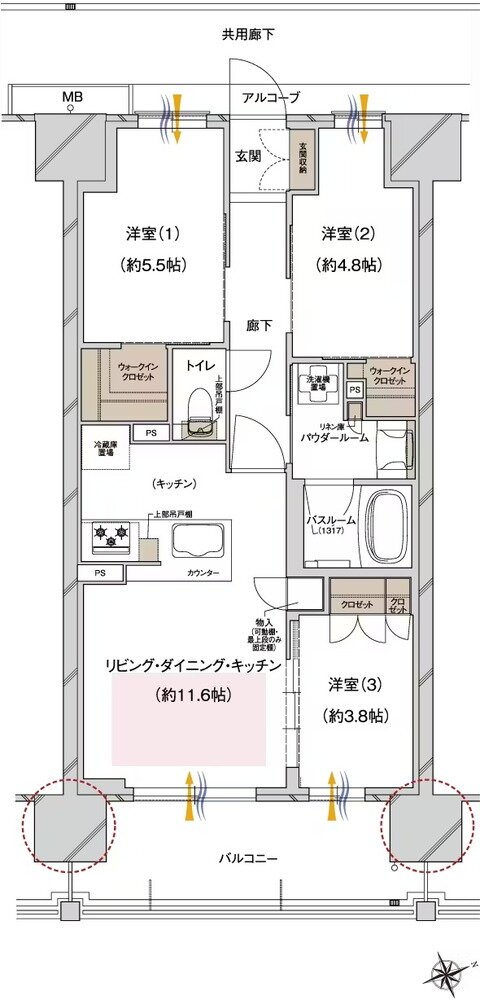 プレサンス ロジェ 城北公園 間取り K2タイプ
