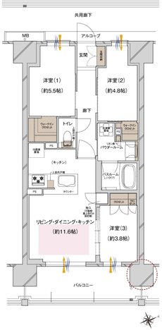 プレサンス ロジェ 城北公園 間取り K2タイプ