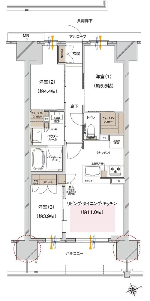 プレサンス ロジェ 城北公園 間取り L1タイプ