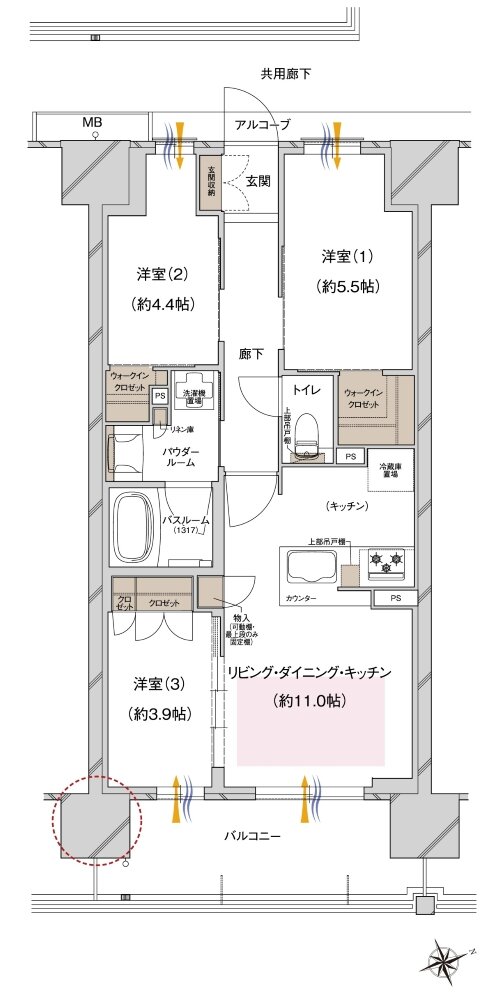 プレサンス ロジェ 城北公園 間取り L1タイプ