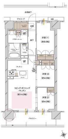 プレサンス ロジェ 城北公園 間取り Dタイプ