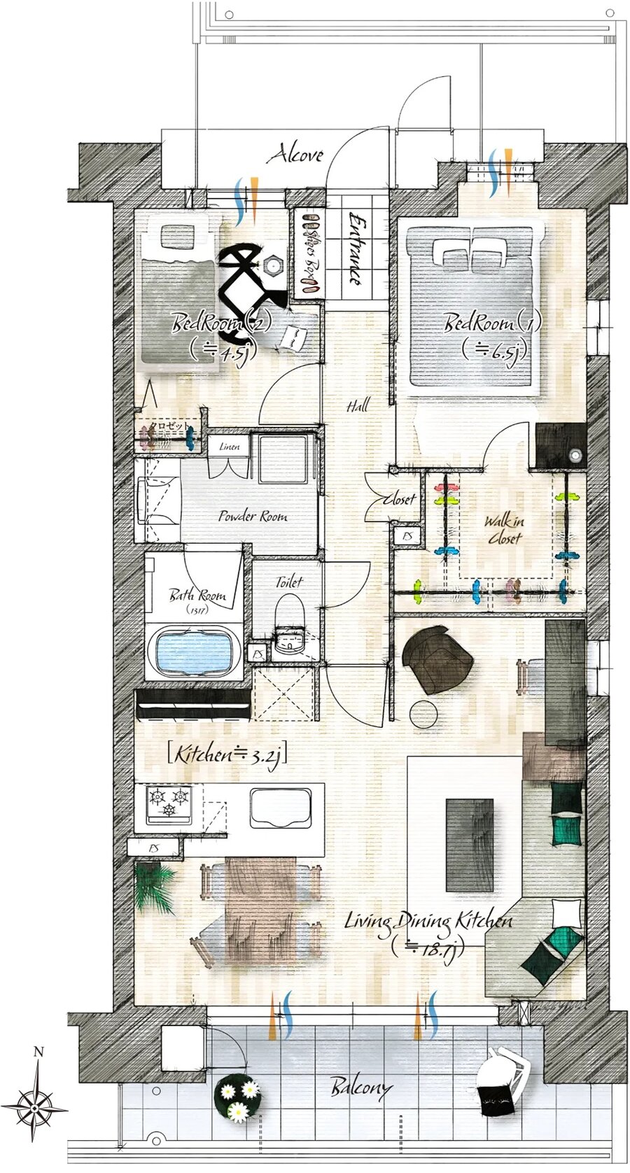 ラシュレ枚方 間取り G type［MENU PLAN3］