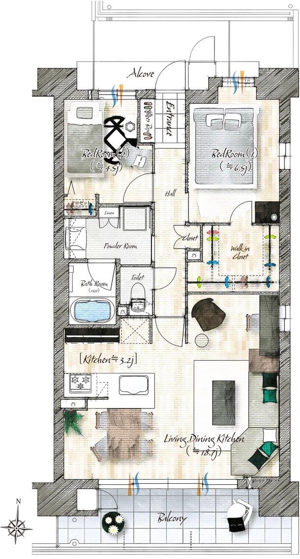 ラシュレ枚方 間取り G type［MENU PLAN3］