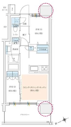 イニシア千住大橋ステーションフロント（Active wing／Bright wing） 間取り A-B［Active wing］
