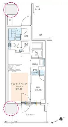 イニシア千住大橋ステーションフロント（Active wing／Bright wing） 間取り A-C［Active wing］