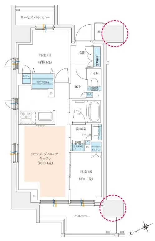 イニシア千住大橋ステーションフロント（Active wing／Bright wing） 間取り A-D ［Active wing］