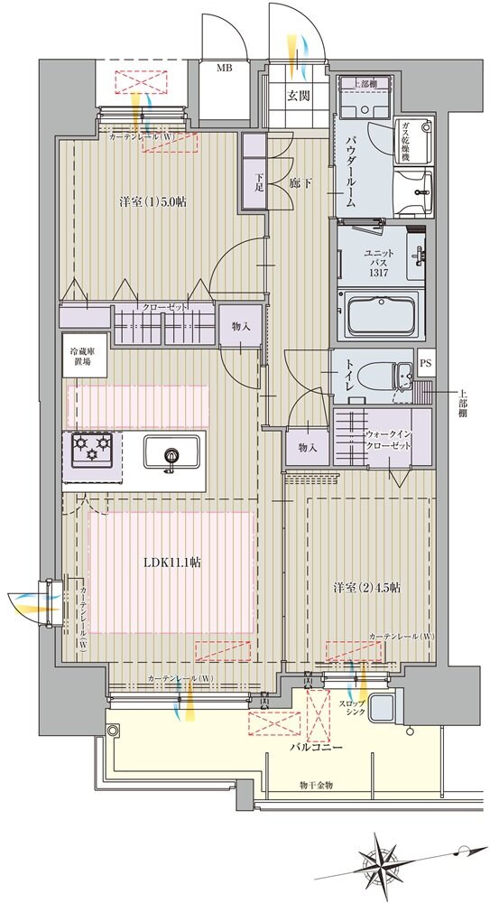 パルティール八田 間取り Eタイプ
