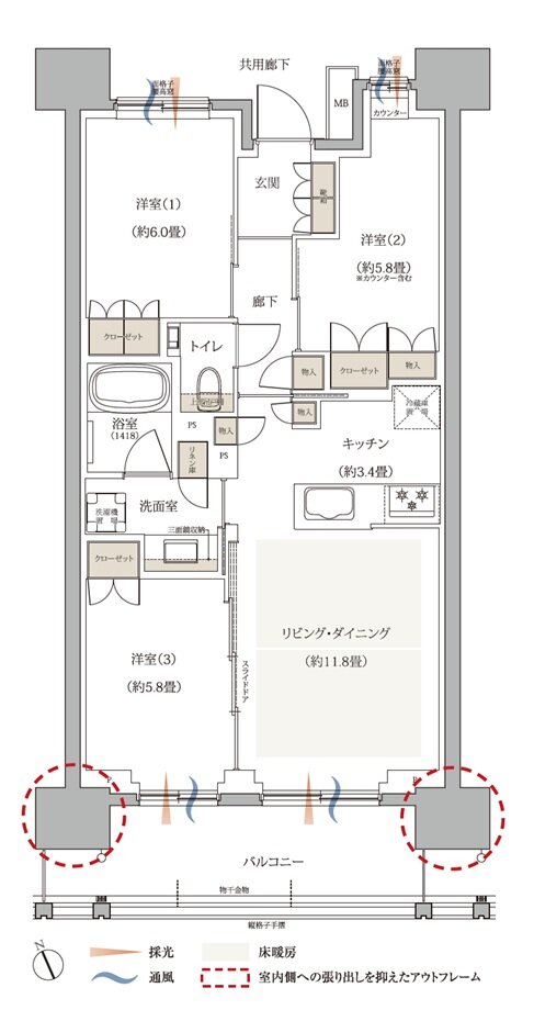 京王多摩川ハモンズ 間取り S2' type