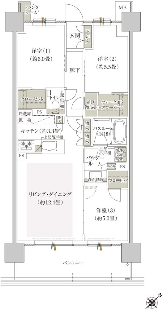 プレミスト鶴見花月総持寺ステーションフロント 間取り AI type