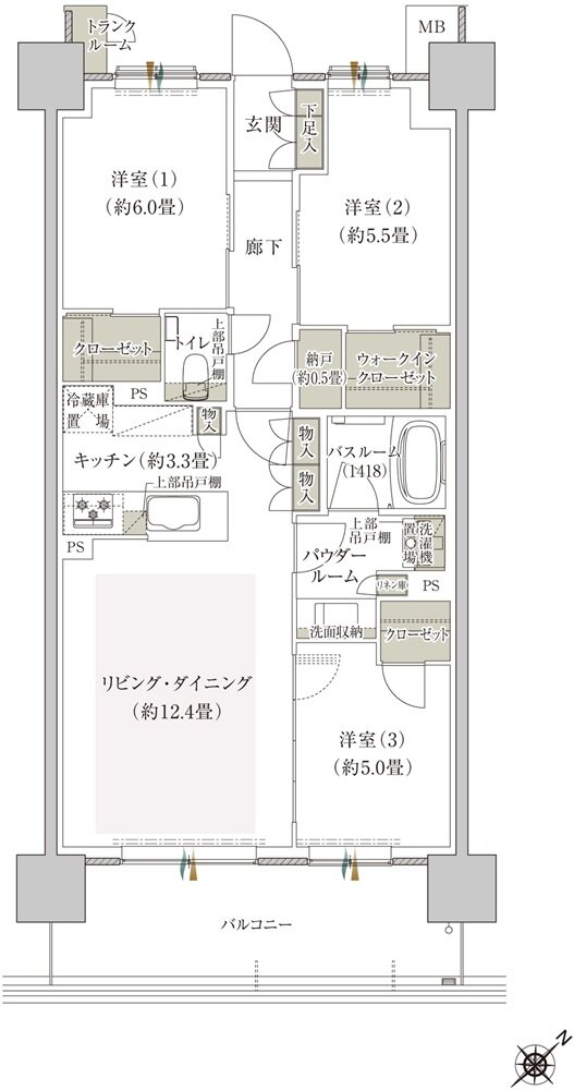 プレミスト鶴見花月総持寺ステーションフロント 間取り AI type