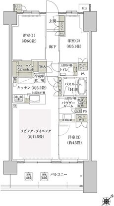プレミスト鶴見花月総持寺ステーションフロント 間取り AE type