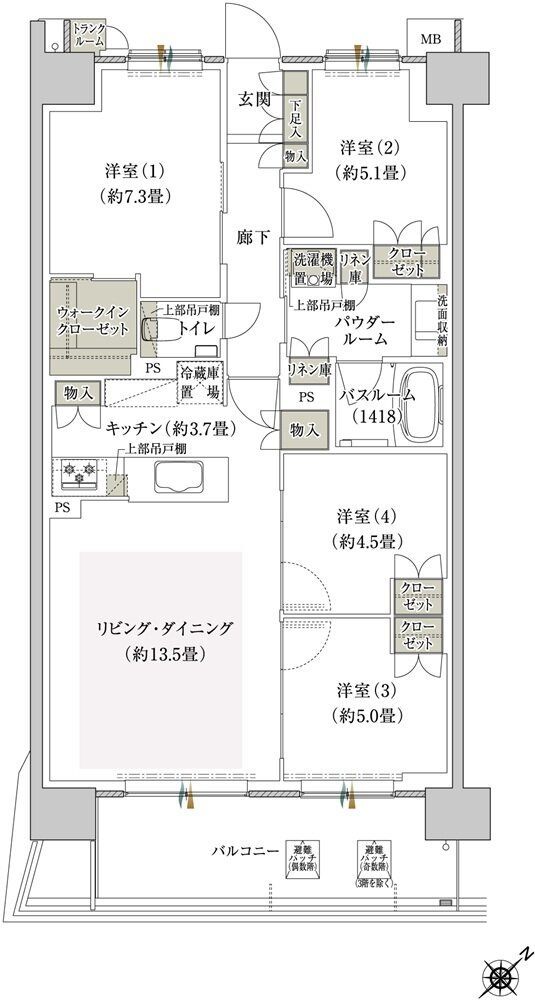 プレミスト鶴見花月総持寺ステーションフロント 間取り BA type