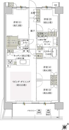 プレミスト鶴見花月総持寺ステーションフロント 間取り BA type