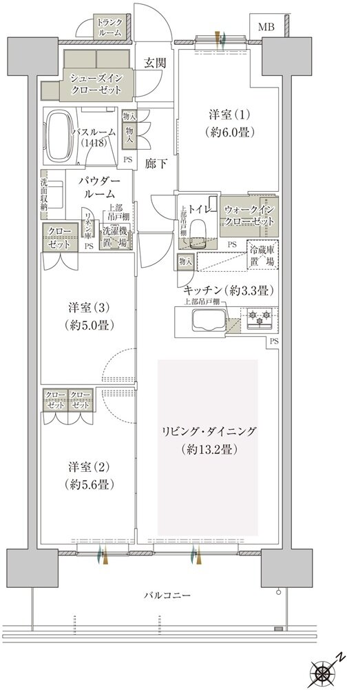 プレミスト鶴見花月総持寺ステーションフロント 間取り BK type