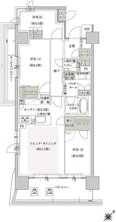 プレミスト鶴見花月総持寺ステーションフロント 間取り AA type