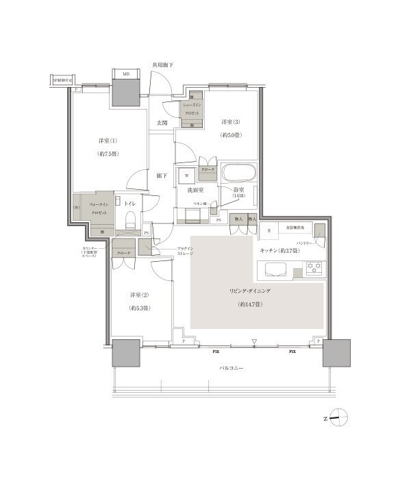 幕張ベイパーク ブルームテラスタワー 間取り W80Atタイプ