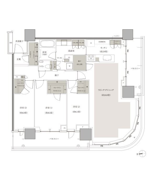 幕張ベイパーク ブルームテラスタワー 間取り Sw114tタイプ
