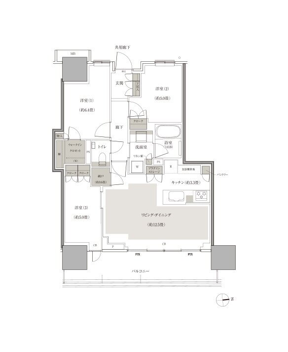 幕張ベイパーク ブルームテラスタワー 間取り E72タイプ