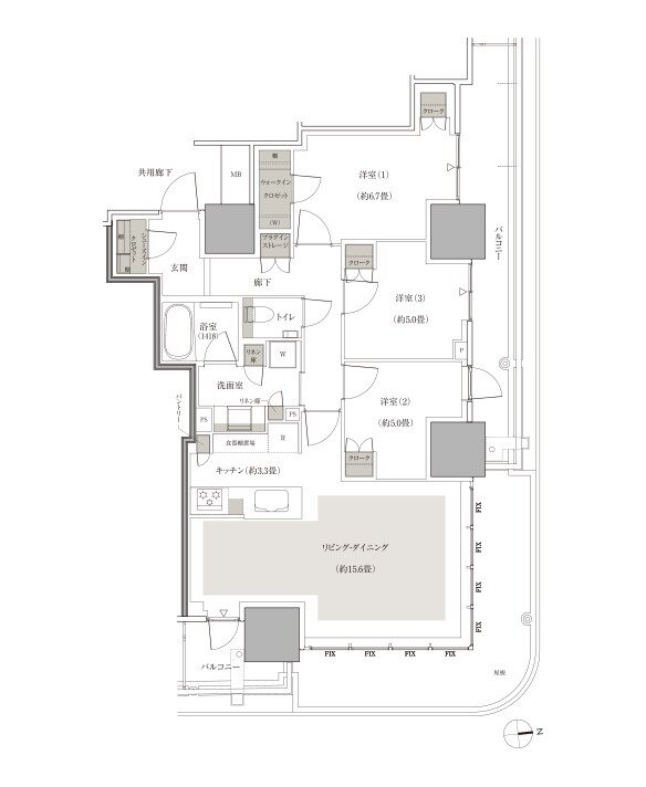 幕張ベイパーク ブルームテラスタワー 間取り Ne83タイプ