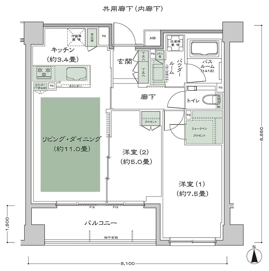 シティハウス京都二条城 間取り S_B1 type