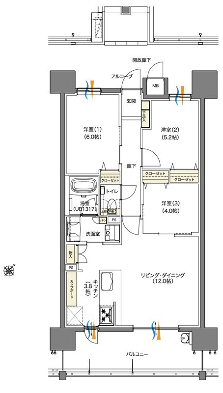 パークヒルズ高須グランコート 間取り C1・Cタイプ