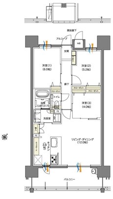 パークヒルズ高須グランコート 間取り C1・Cタイプ