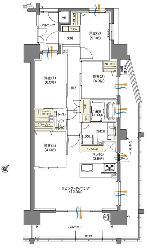 パークヒルズ高須グランコート 間取り Eタイプ