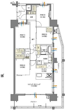 パークヒルズ高須グランコート 間取り Eタイプ