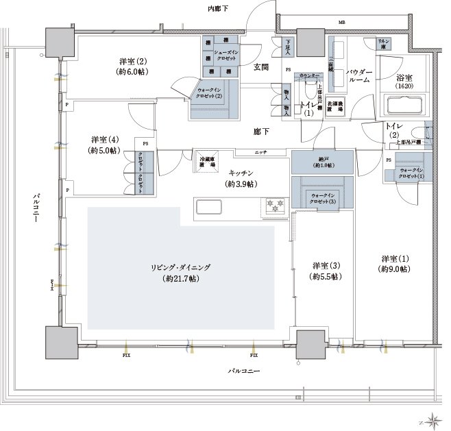 ザ・ファインタワー八王子 間取り 121M1 type［プレミアム］