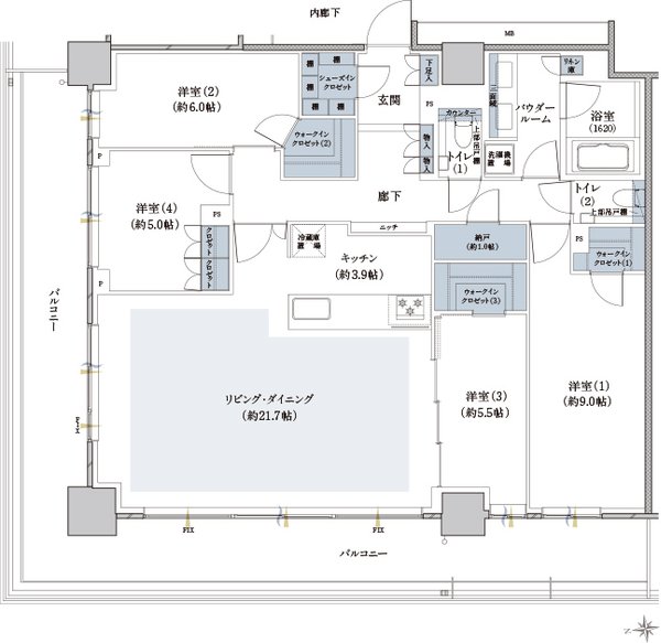 ザ・ファインタワー八王子 間取り 121M1 type［プレミアム］