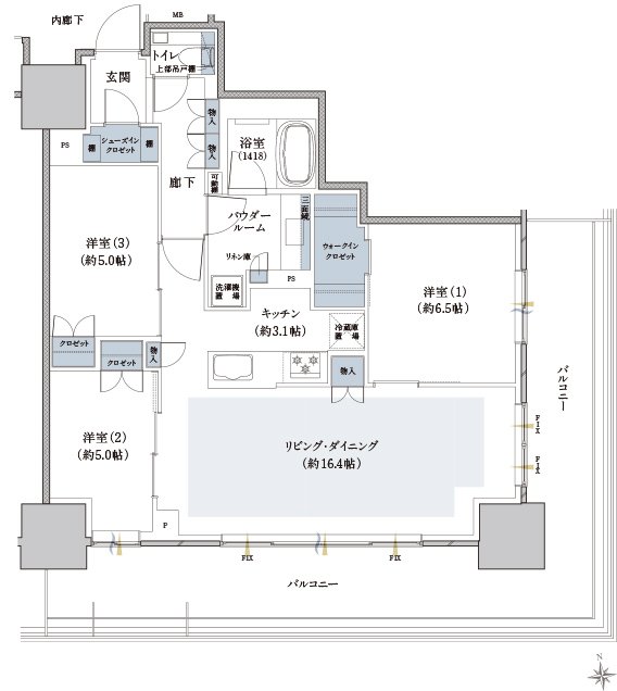 ザ・ファインタワー八王子 間取り 81F2 type