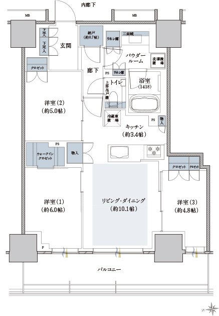ザ・ファインタワー八王子 間取り 72I1 type
