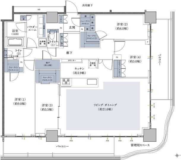 ザ・ファインタワー八王子 間取り 121M2 type
