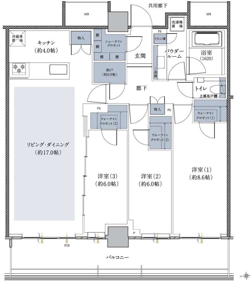 ザ・ファインタワー八王子 間取り 95O1 type